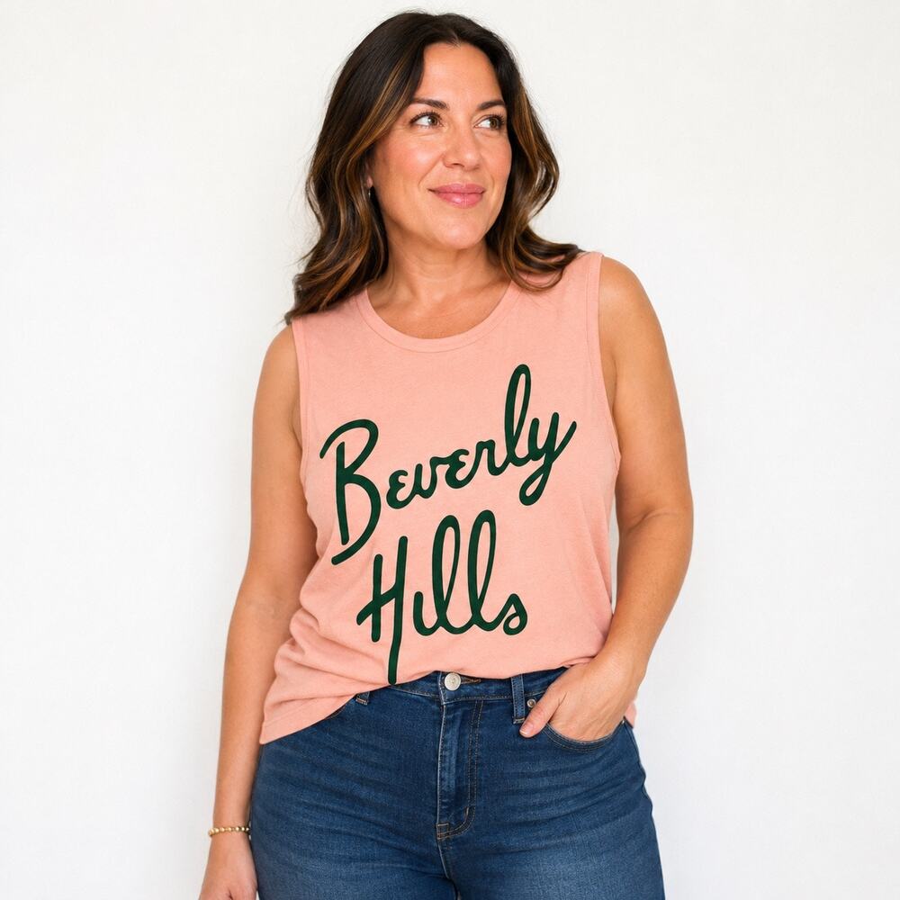 LA TC Pink Beverly Hills Graphic Tank Top Size S